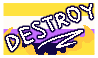 A stamp of a nonbinary flag with the word 'destroy' in front of it